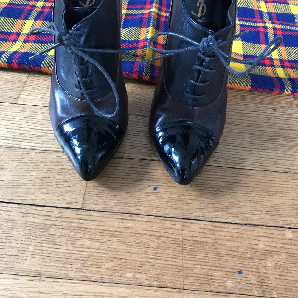 Yves Saint Laurent Oxford Wooden Block Heels Black - Picture 2 of 8